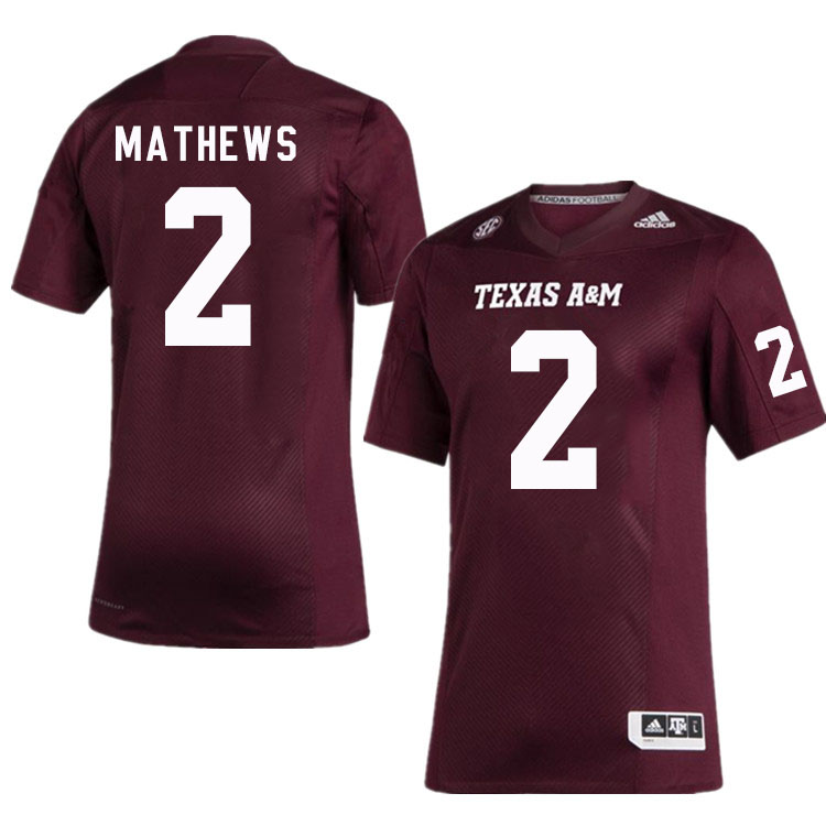 Men #2 Jacoby Mathews Texas A&M Aggies College Football Jerseys Stitched Sale-Maroon - Click Image to Close